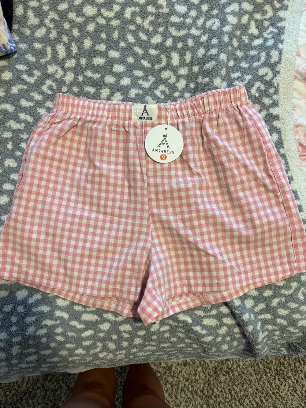 Pink Gingham Women’s Elastic Waist Shorts